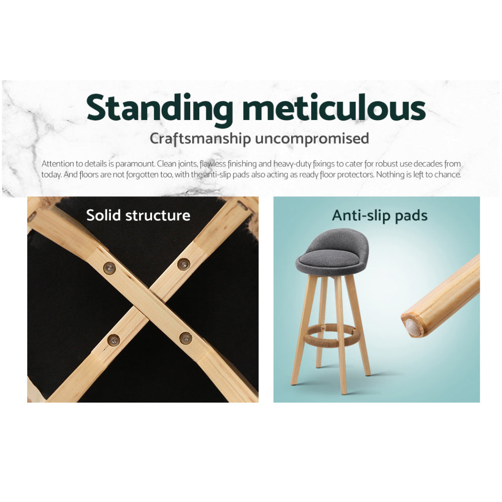 Henrik Linen Padded Bar Stools – Grey – Set of 4