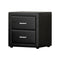 Artiss Bedside Table 2 Drawers Leather - CADEN Black