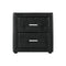 Leather Bedside Table - 2 Drawers - Black