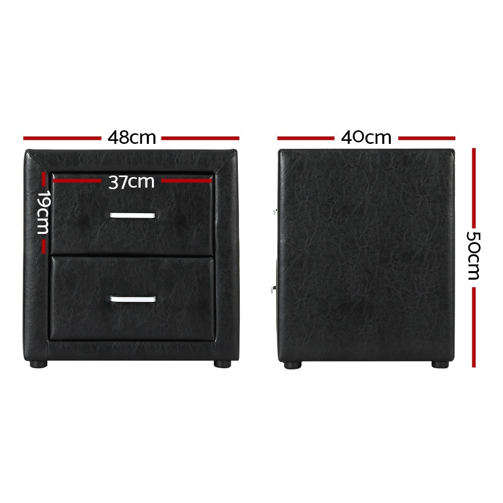 Hudson Bedside Tables – Black – Set of 2