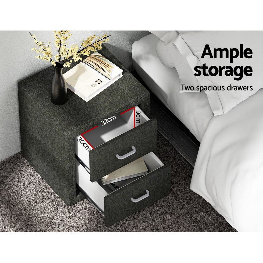 Moda Bedside Tables – Grey – Set of 2