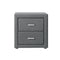 Fabric Bedside Table - 2 Drawers - Grey