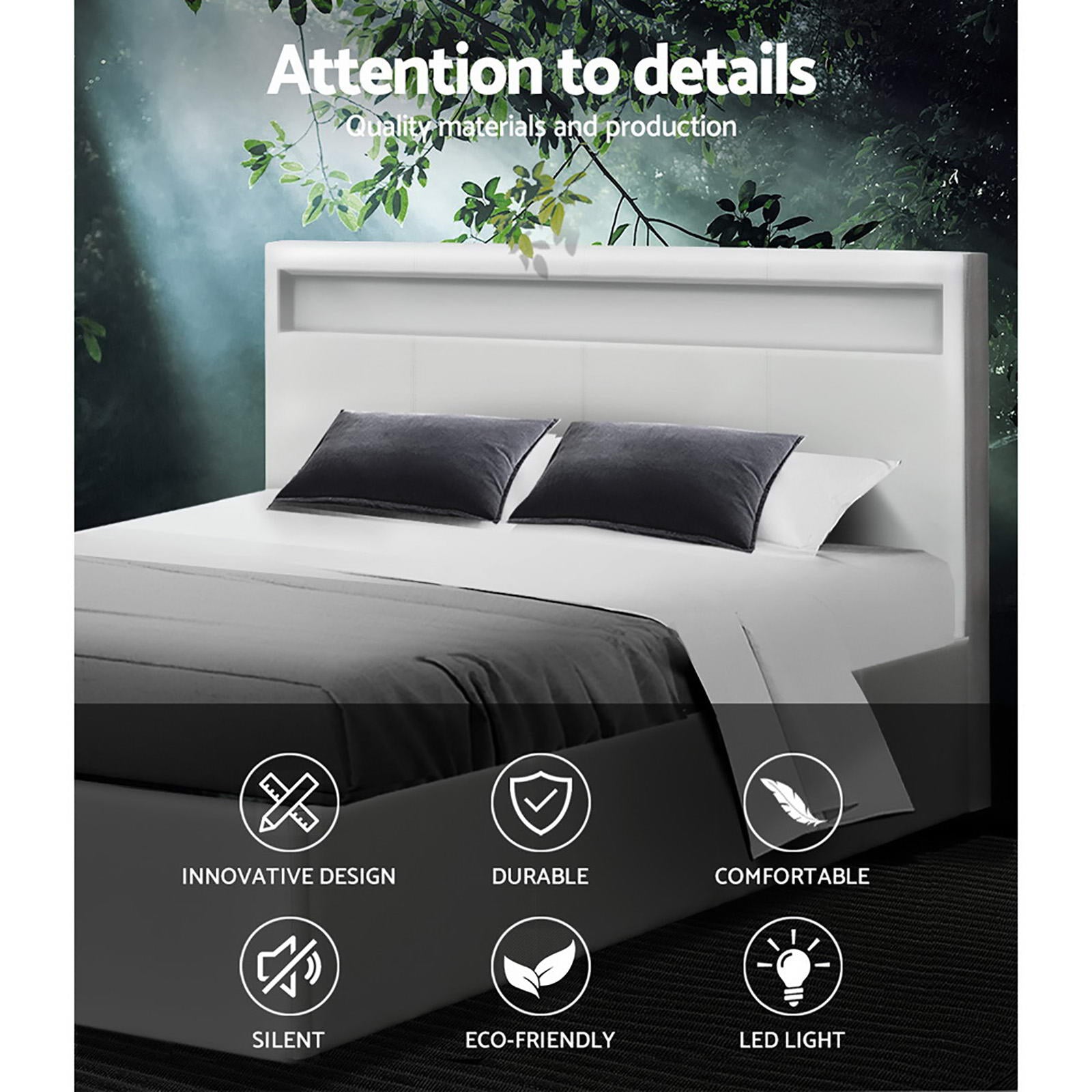 Summit Queen Bed Base – White – Queen