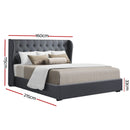 QUEEN Size - Linen Gas Lift Bed Frame - Charcoal