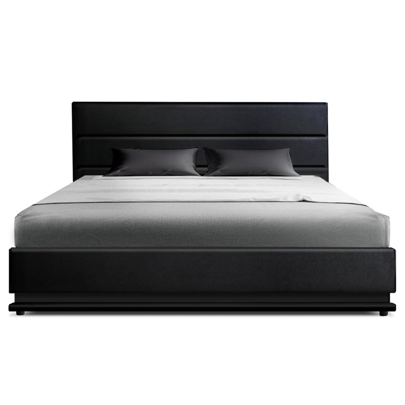 KING Size - Gas Lift LED Bed Frame - Black