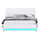 QUEEN Size - Gas Lift LED Bed Frame - White