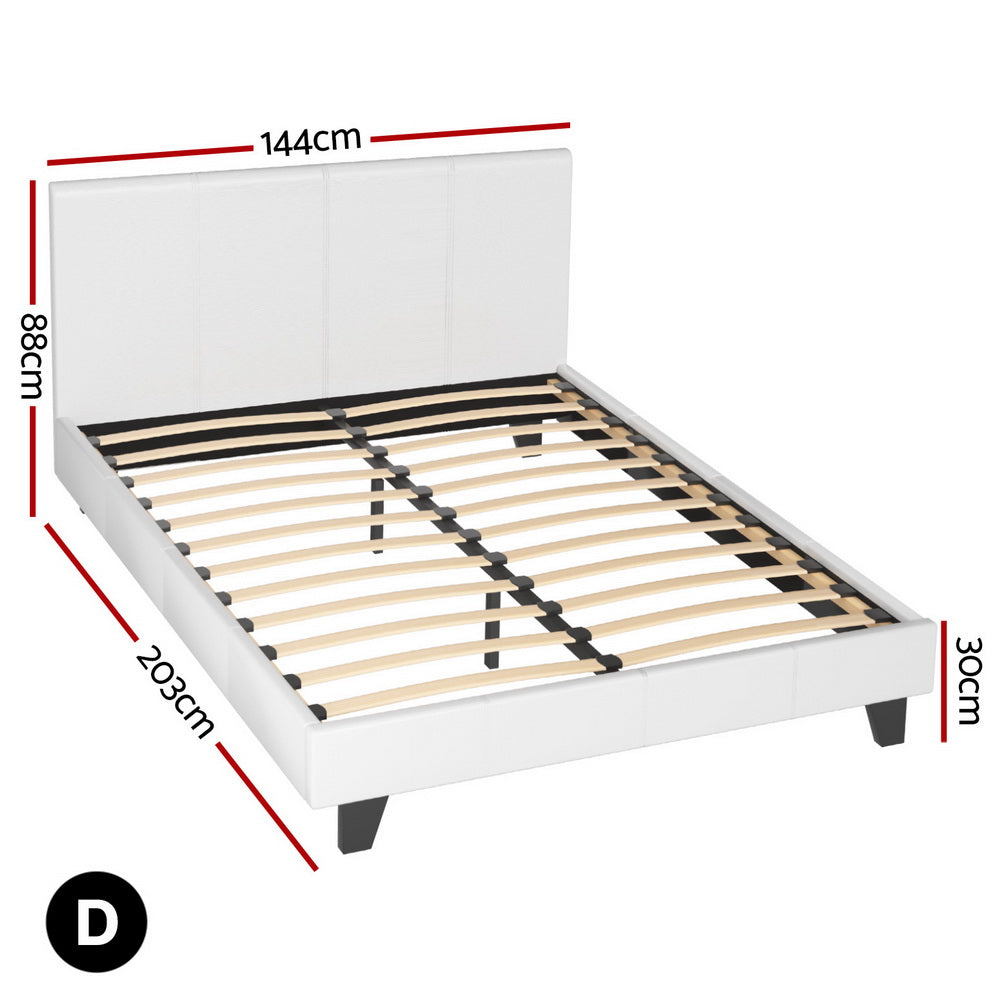 Montara Leather Upholstered Bed Frame – White – Double