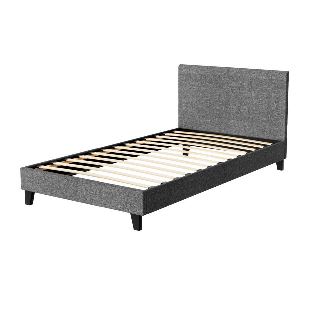 Serano Linen Bed Frame – Grey – King Single