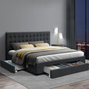 KING Size - Bed Frame with 4 Drawers - Charcoal