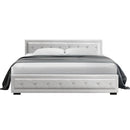 KING Size - Leather Gas Lift Bed Frame - White