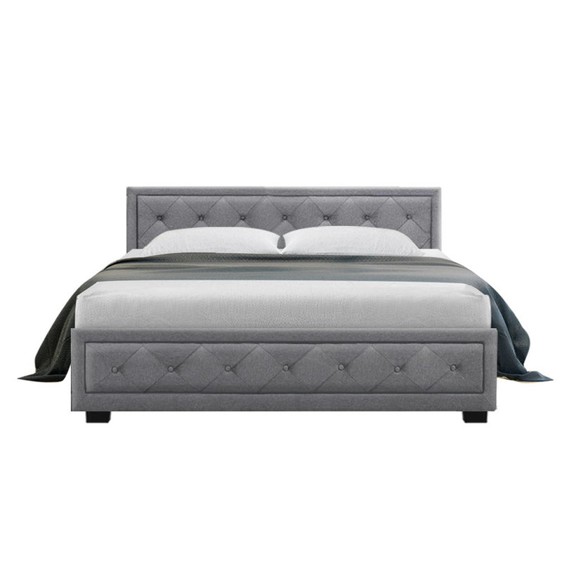 QUEEN Size - Linen Gas Lift Bed Frame - Grey