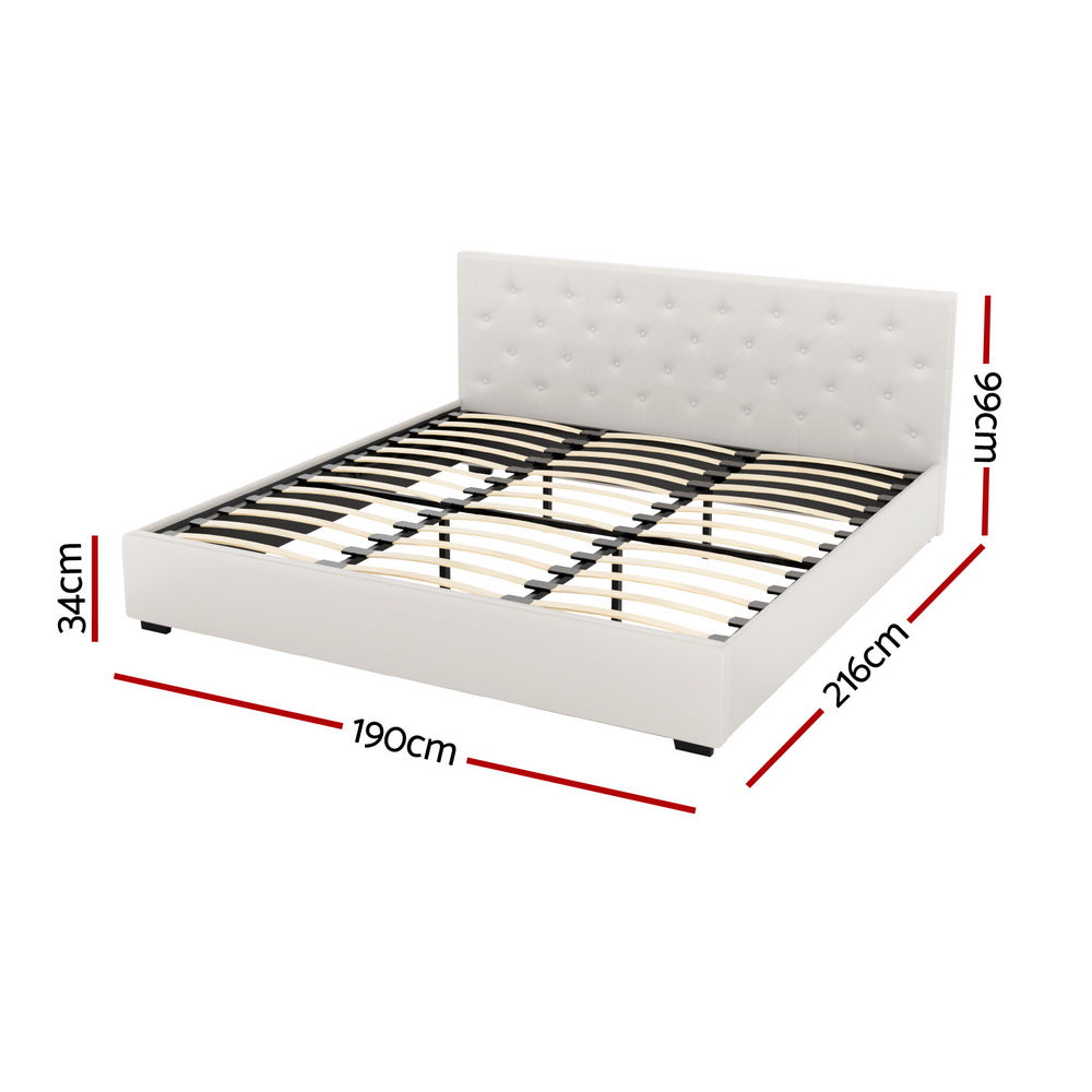 Valdez Gas Lift Bed Frame – Beige – King