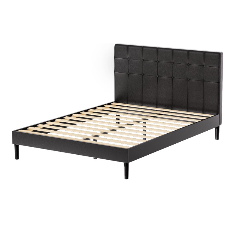 Artiss Bed Frame Double Size LED Black RAVI