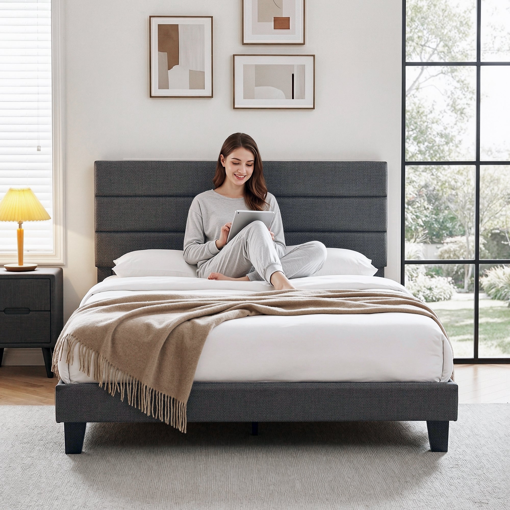 Rowan Bed Frame – Charcoal Grey – Double