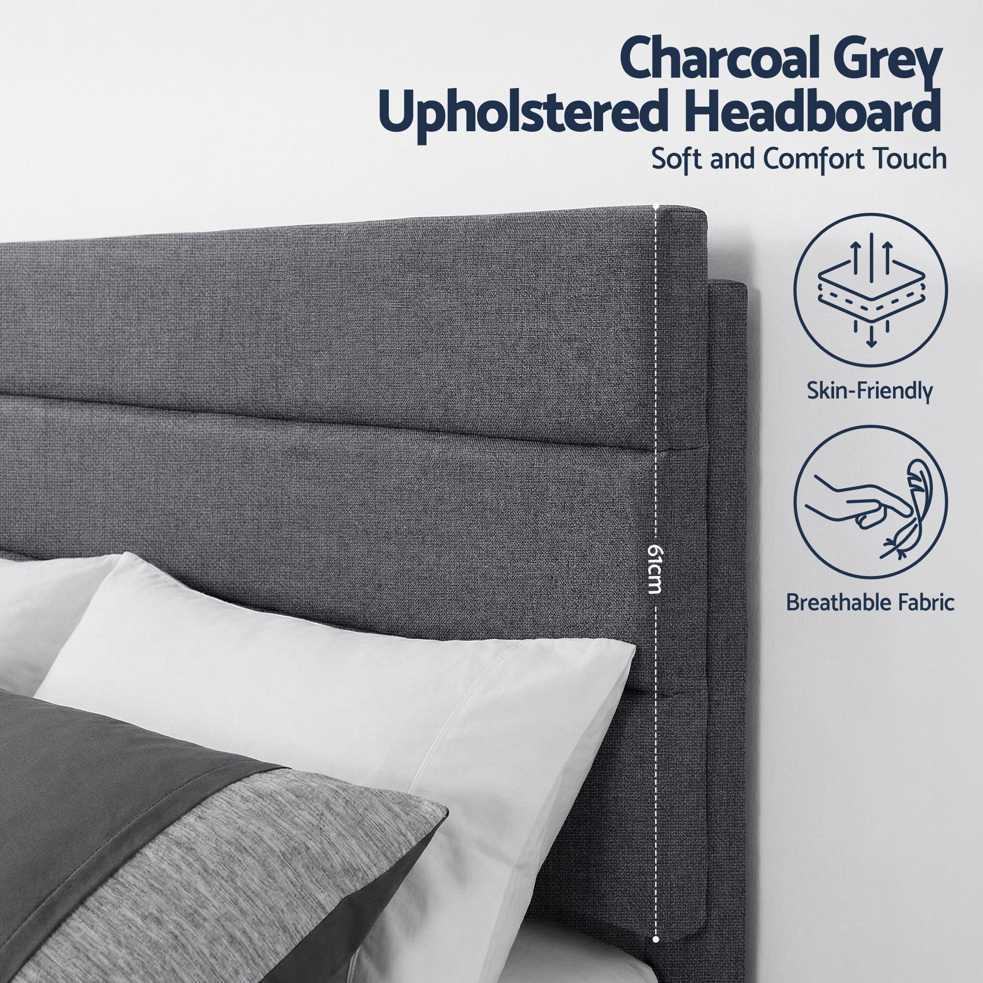 Rowan Bed Frame – Charcoal Grey – Double