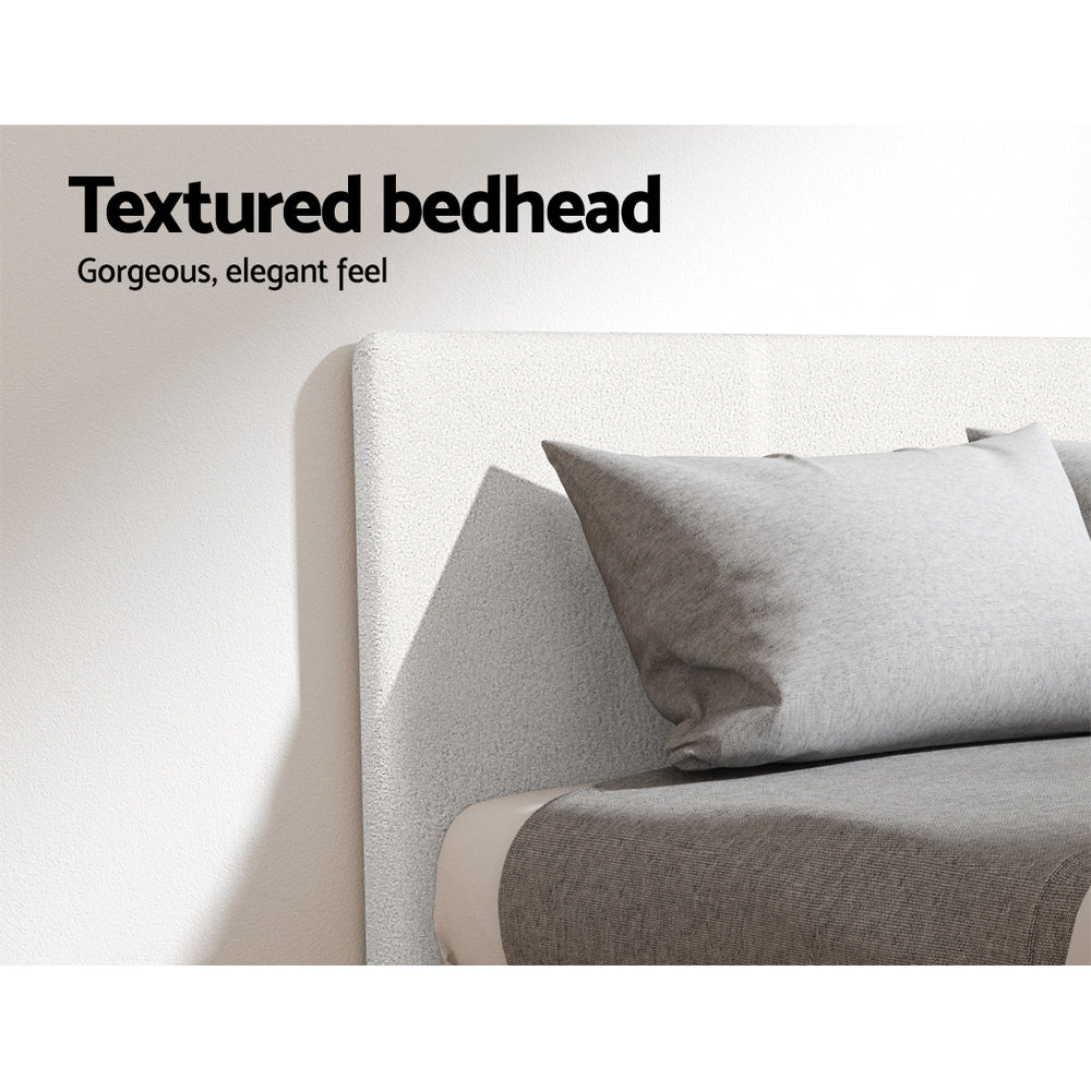 Neo Bouclé Bed Frame – White – Double