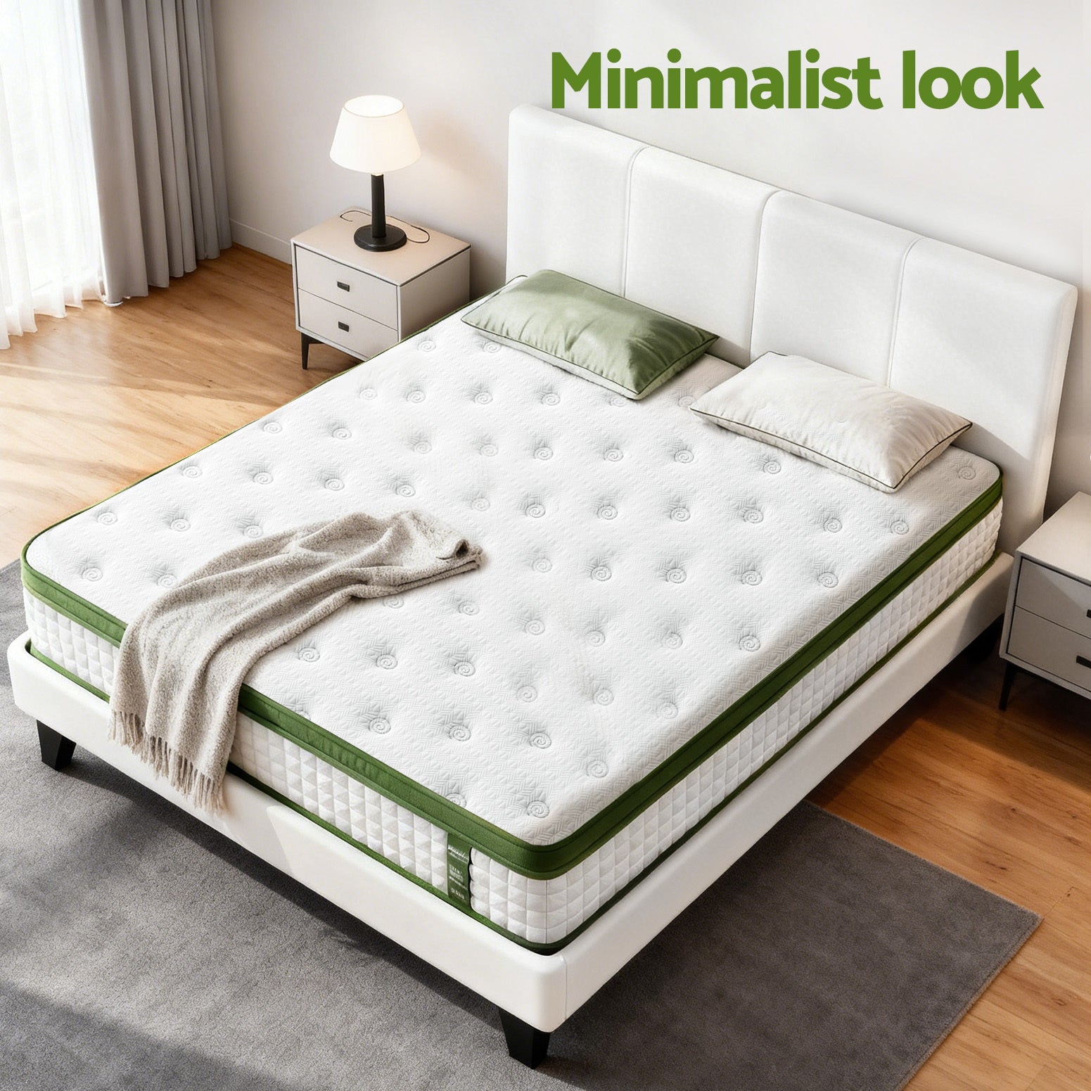 Neo Bed Frame with Hybrid Mattress – White – Double