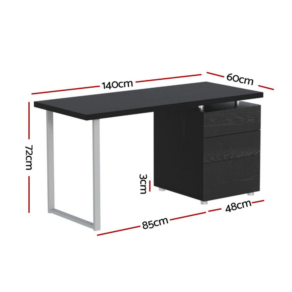 Hudson Computer Desk – Black – 140 cm
