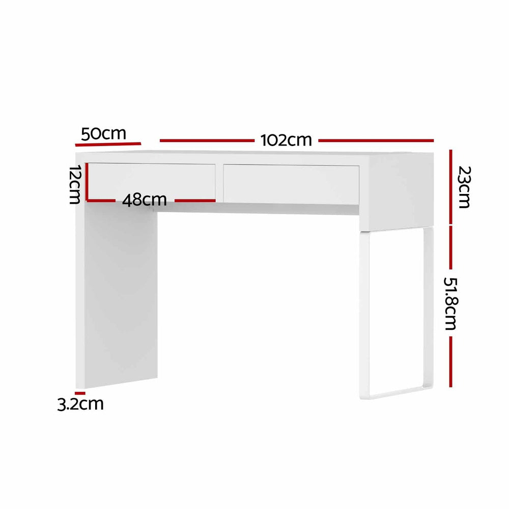 Hudson Computer Desk with Drawer – White – Standard