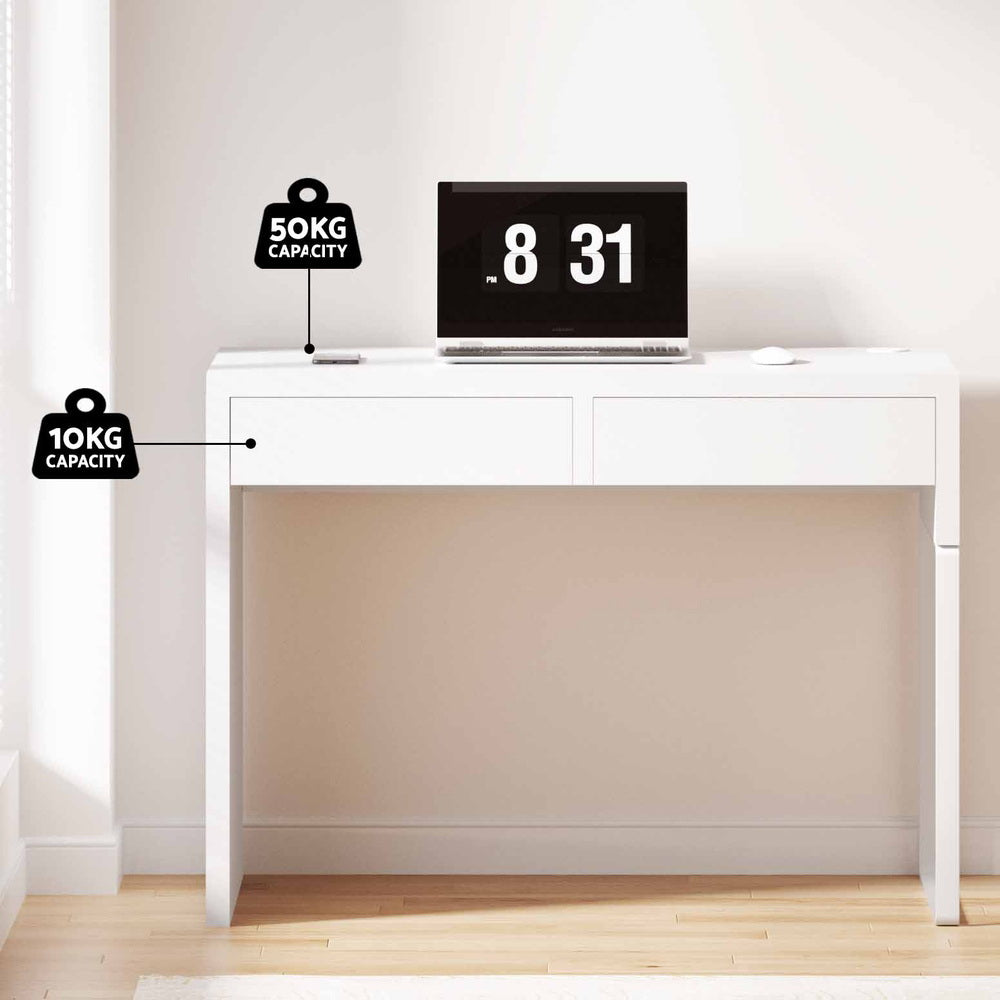 Hudson Computer Desk with Drawer – White – Standard