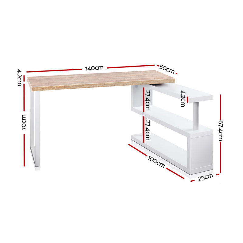 Computer Desk Bookshelf - 140cm Black