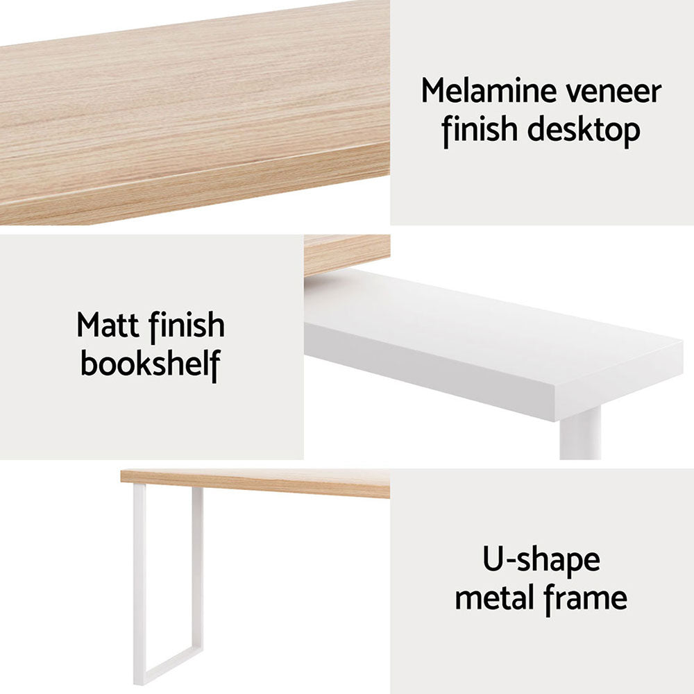 Halston Computer Desk with Bookshelf – Black – 140 cm