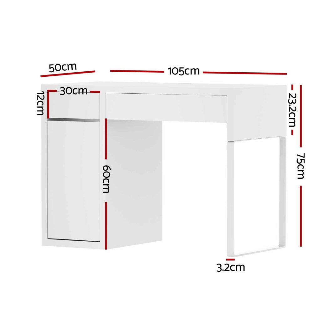 Serano Computer Desk – White – 105 cm