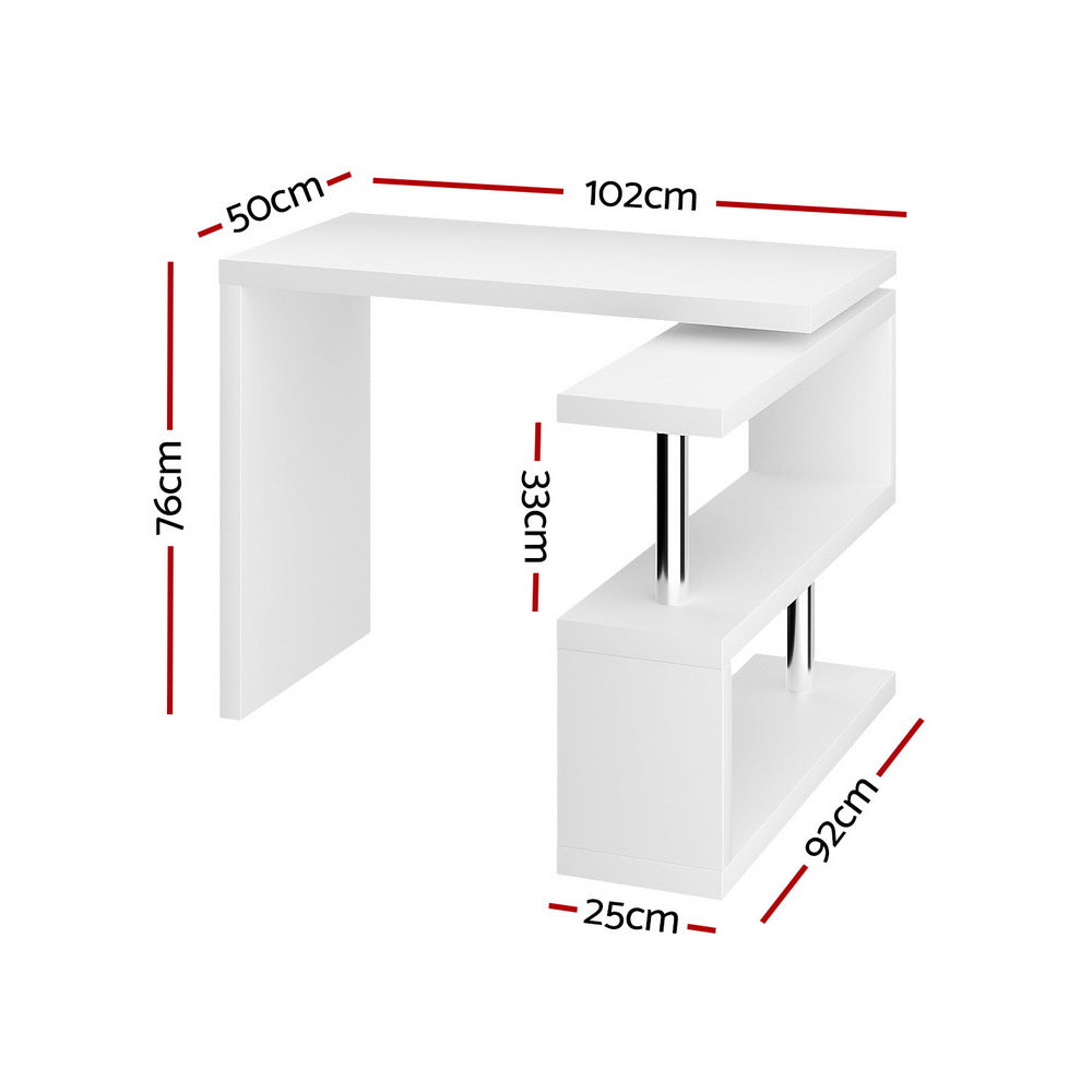 Alderon L-Shape Computer Desk – White – Standard