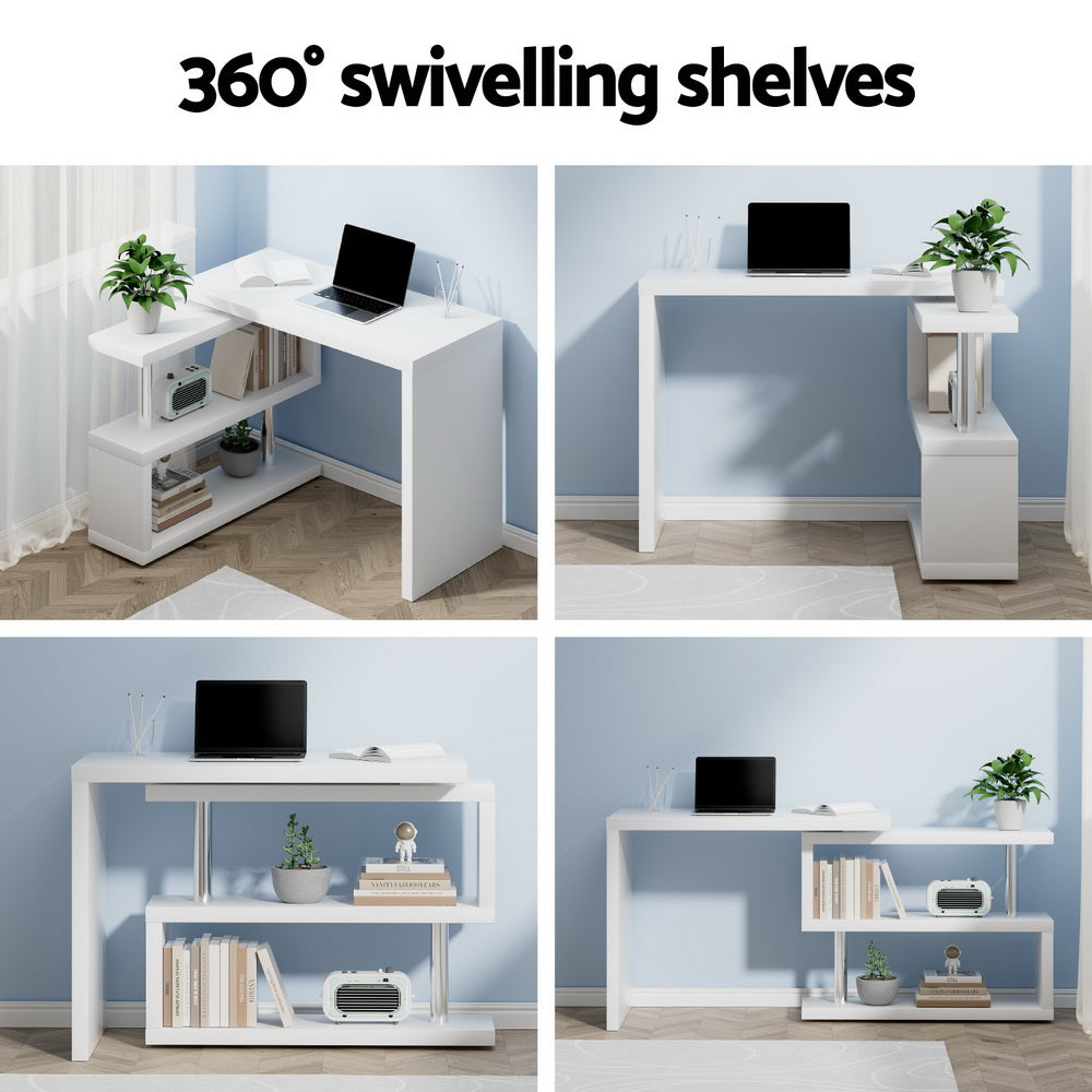 Alderon L-Shape Computer Desk – White – Standard