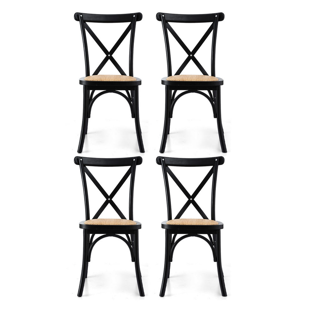 Nara Rattan Dining Chairs – Black – Set of 4