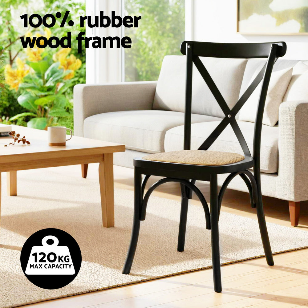 Nara Rattan Dining Chairs – Black – Set of 4