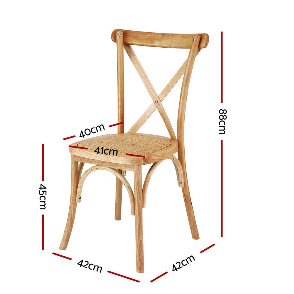 Linden Rattan Dining Chairs – Brown / Wood – Set of 2