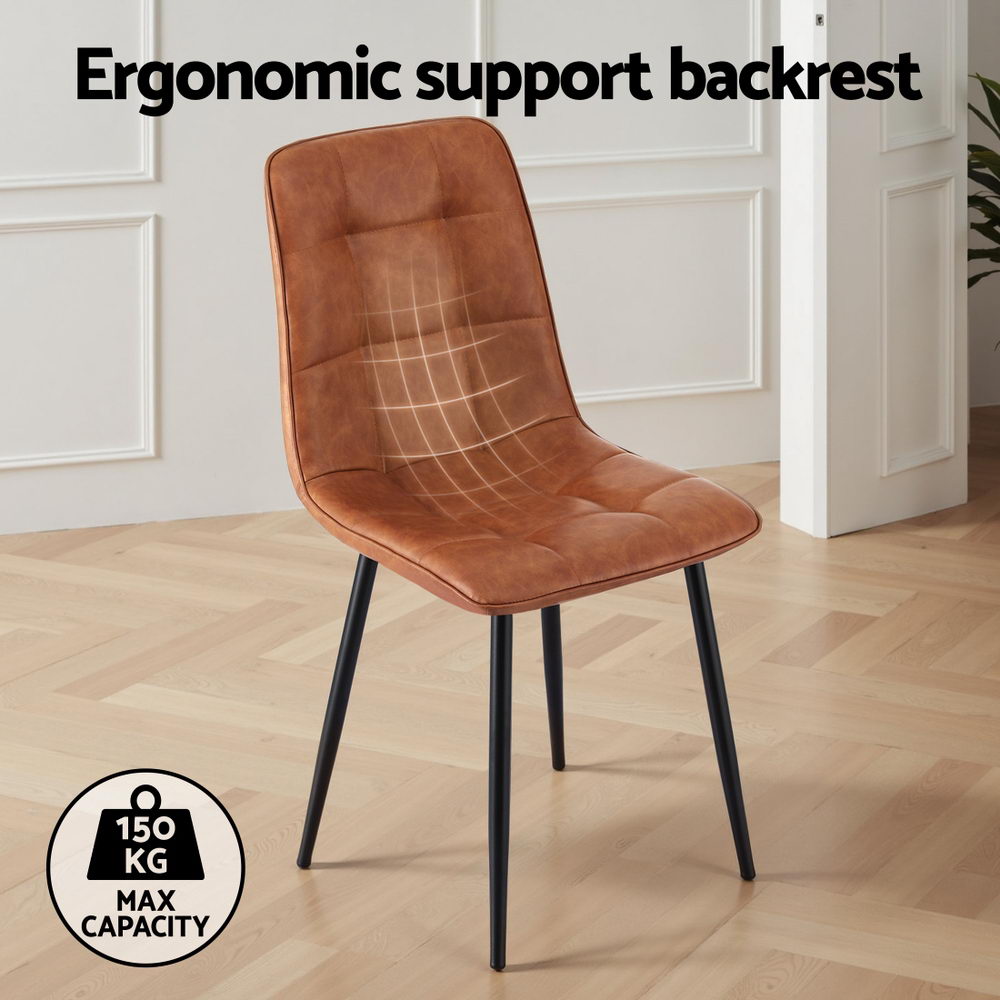 Arlo Retro Dining Chairs – Brown – Set of 4