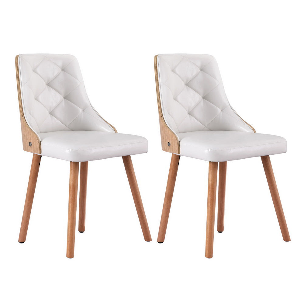 Nova 1 Set of 2 Dining Chairs White PU