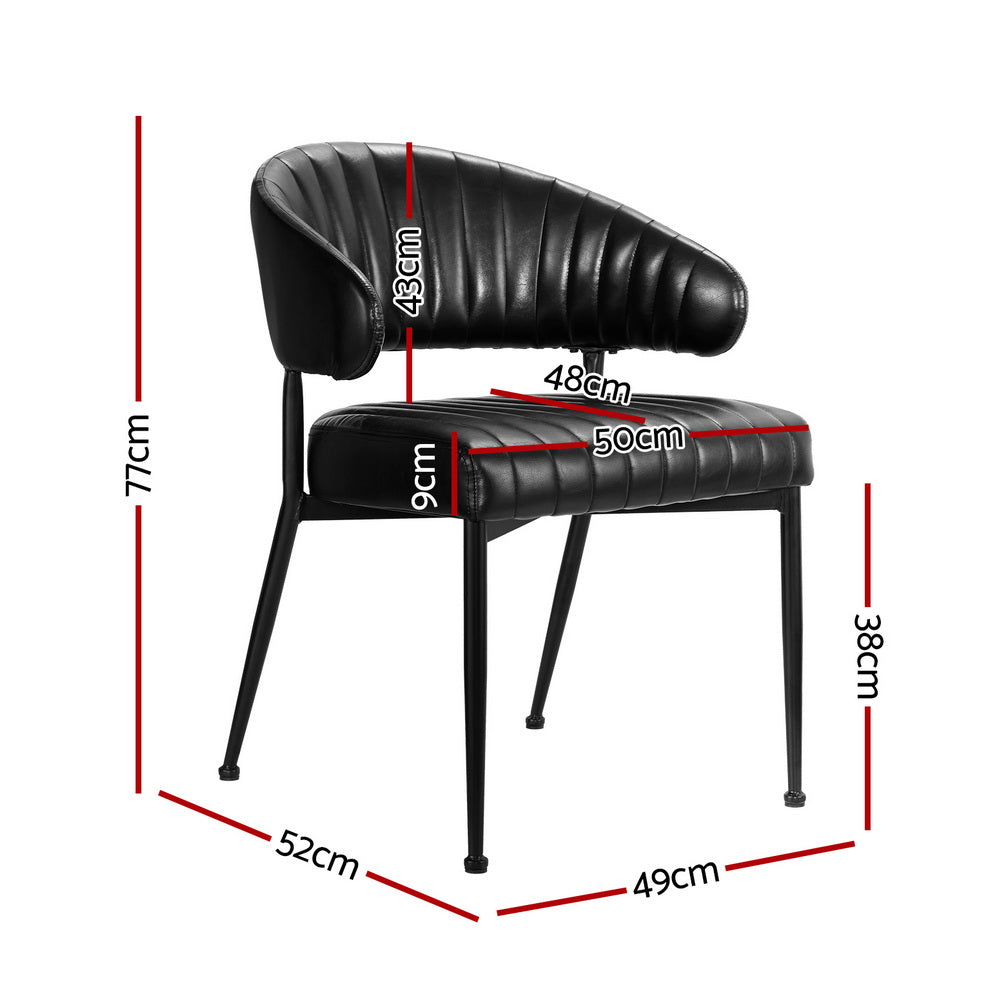 Camden Leather Dining Chairs – Black – Set of 4