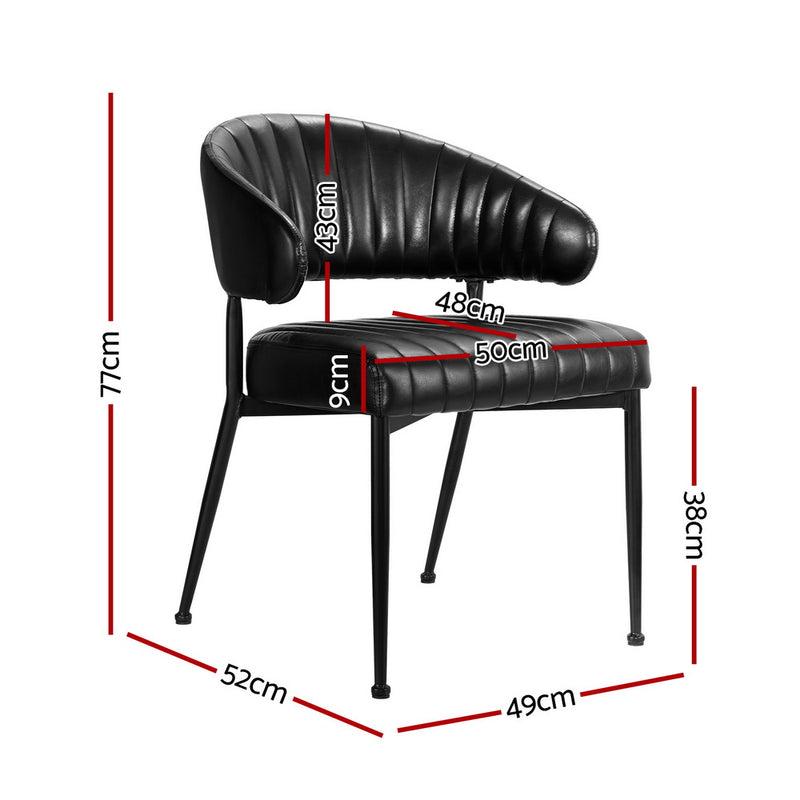 4 x Black Leather Dining Chairs – Hollow Armrest Style