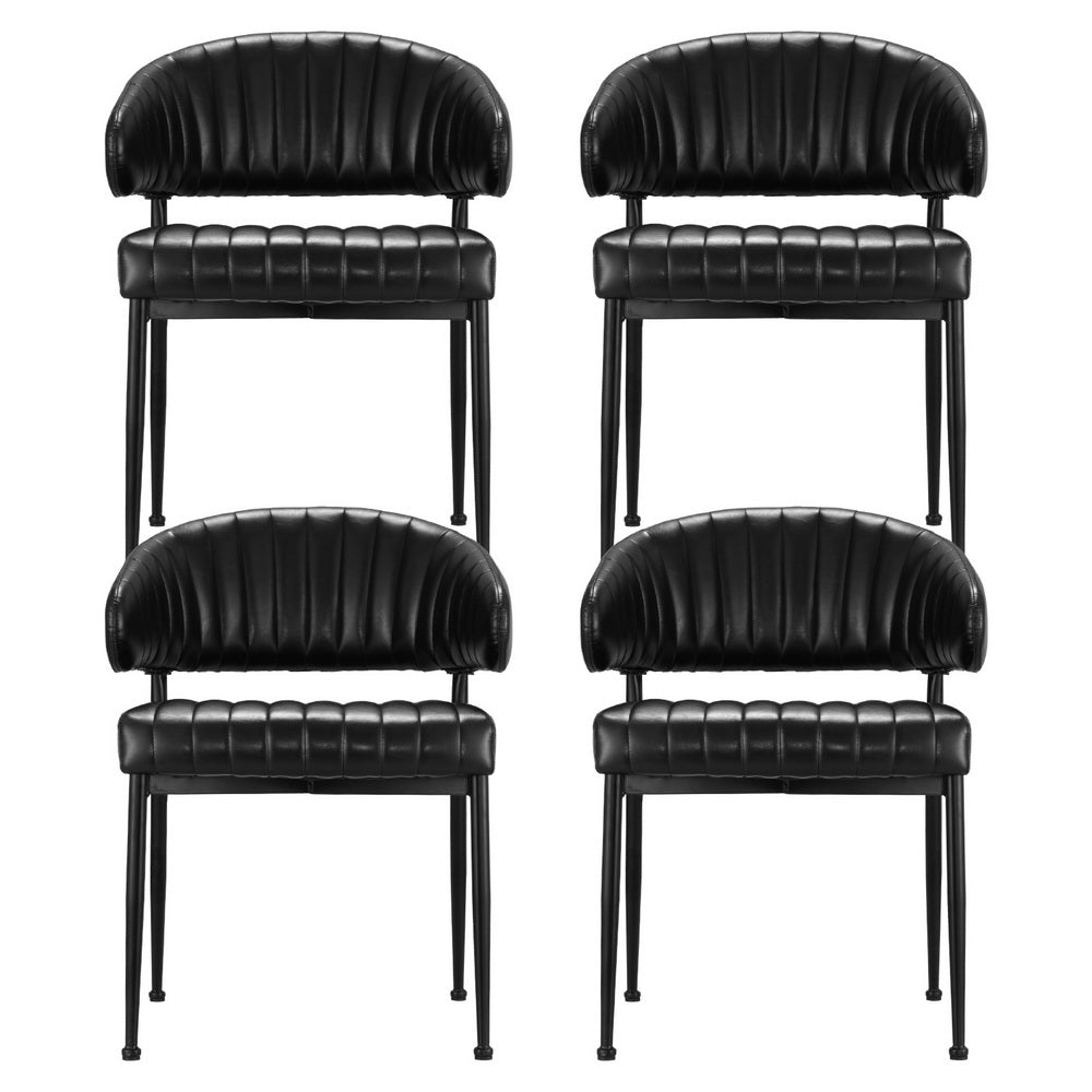 Camden Leather Dining Chairs – Black – Set of 4