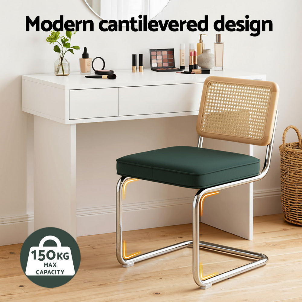 Marston Cantilever Dining Chairs – Green – Set of 4
