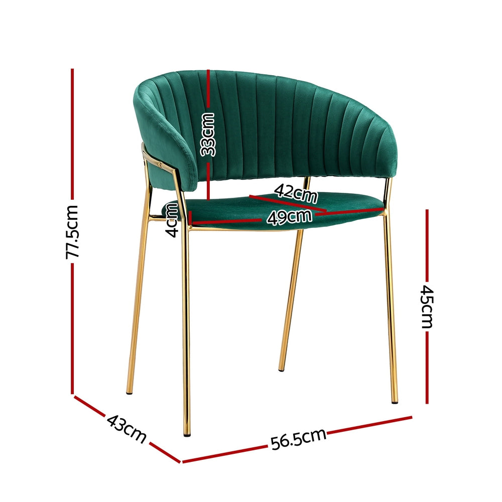 Diala Hollow Armchair Dining Chairs – Green – Set of 4