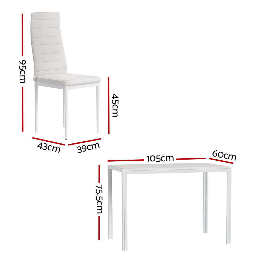 Meridian Dining Set – White – 4 Seats