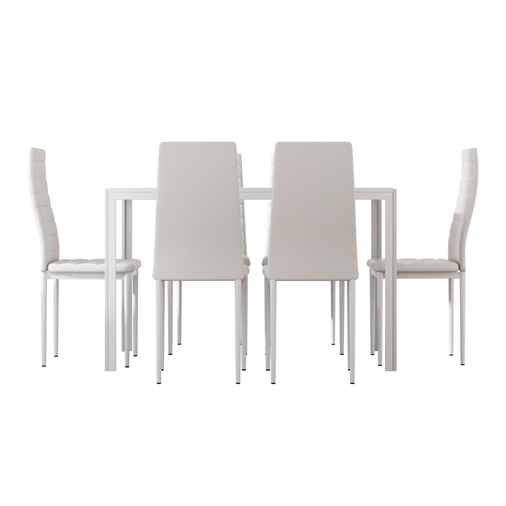 Meridian Dining Set – White – 6 Seats