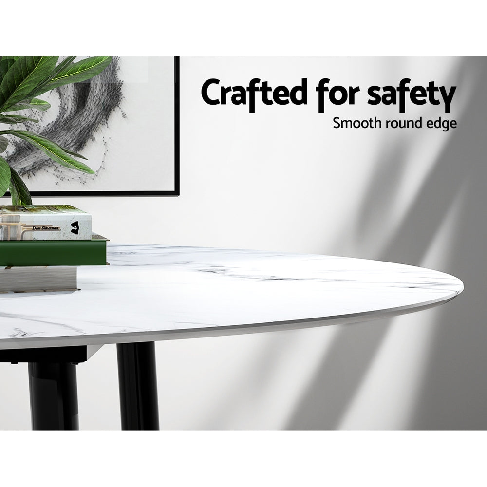 Carrara Round Dining Table – White – 110 cm