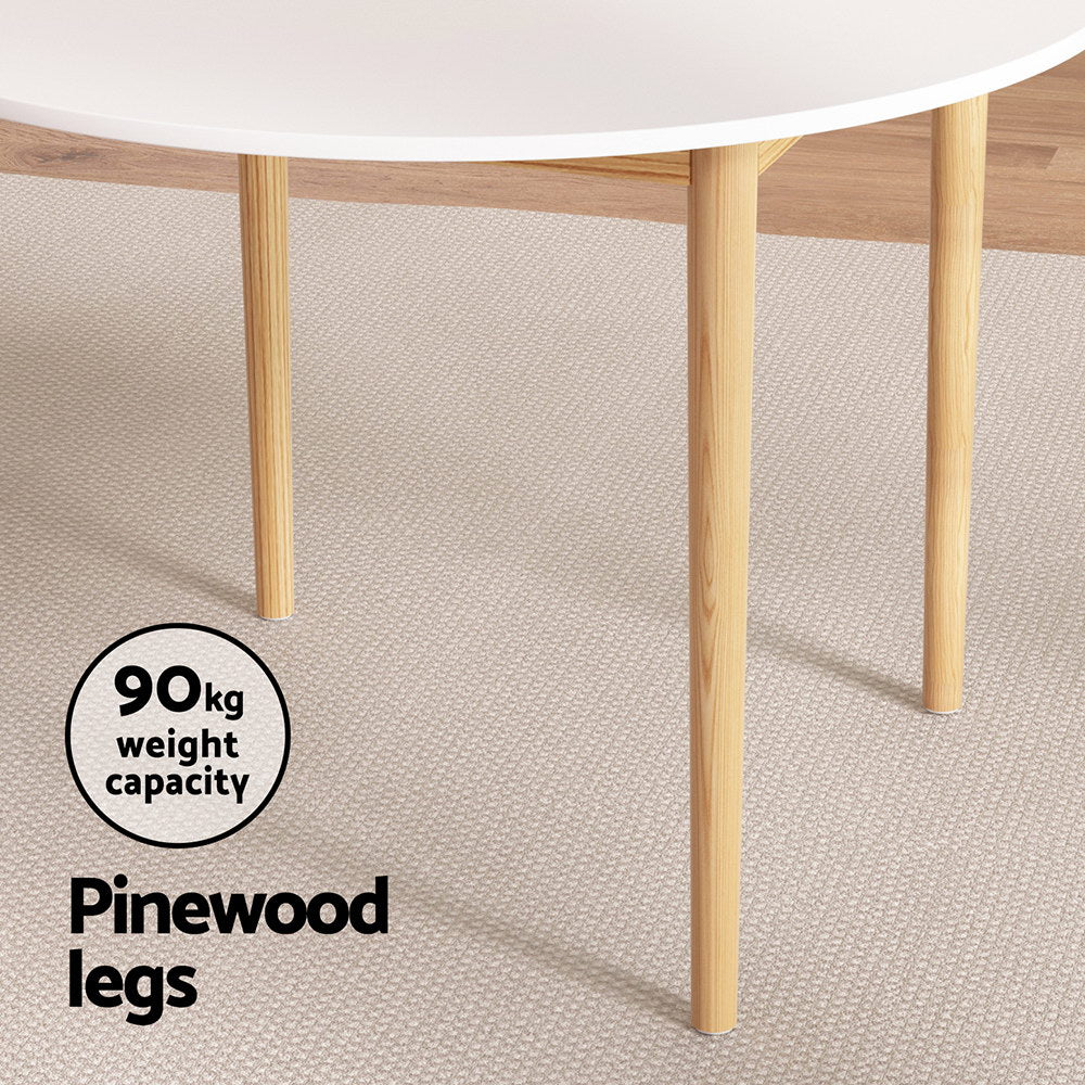 Demi Round Dining Table – White – 108 cm