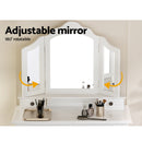 Dressing Table & Stool Set w/Foldable Mirror - White