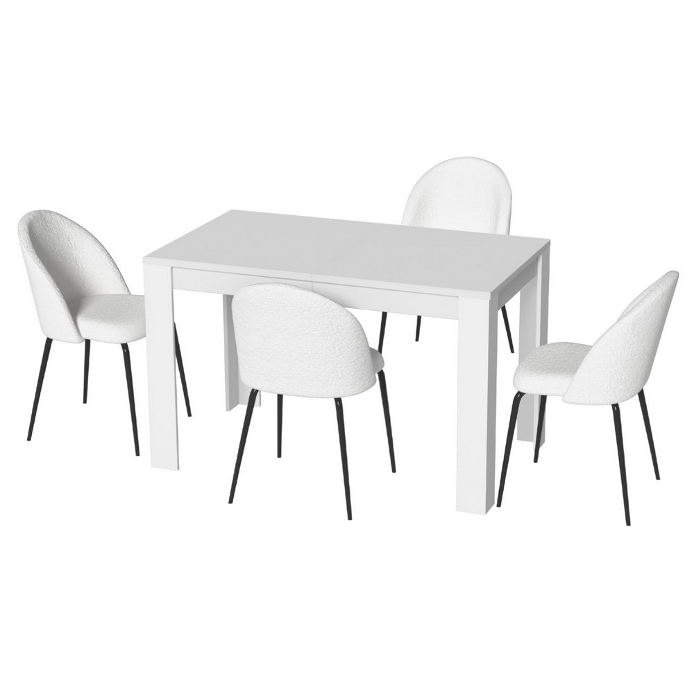 Haven 1 Dining Table and 4 Chairs Set White Sherpa