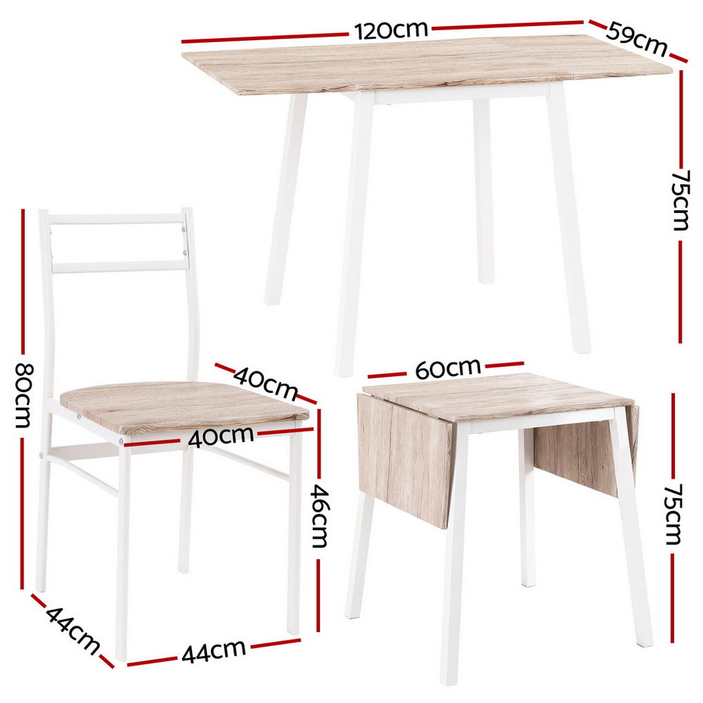 Fletcher Foldable Dining Set – White & Natural – 5 Piece