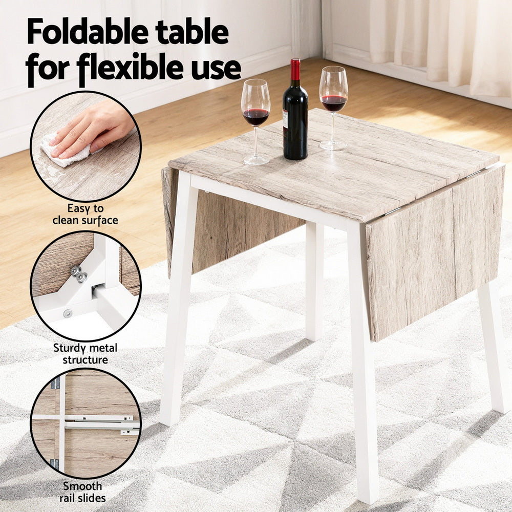 Fletcher Foldable Dining Set – White & Natural – 5 Piece