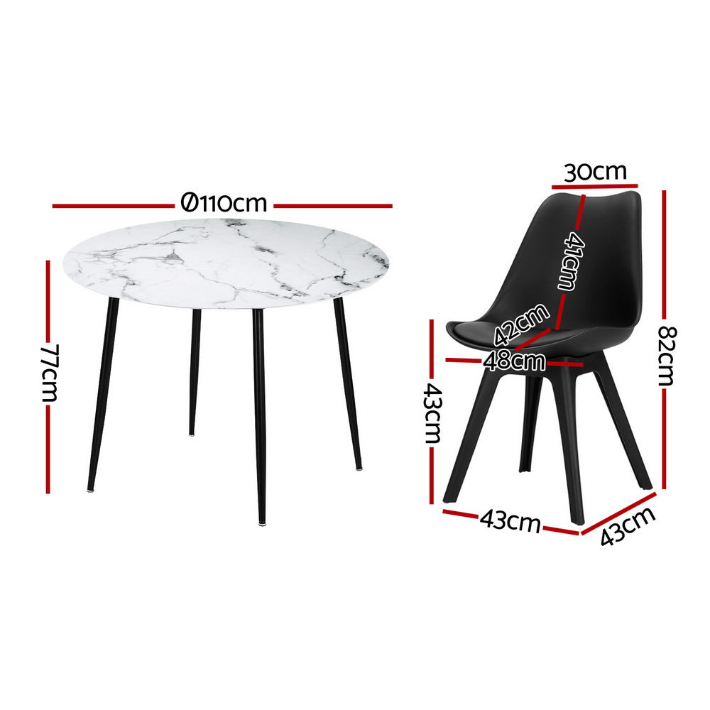 Caspian Dining Table & Chair Set – Black – 5 Piece