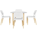 5-Piece Dining Set – White Table with Wooden Chairs