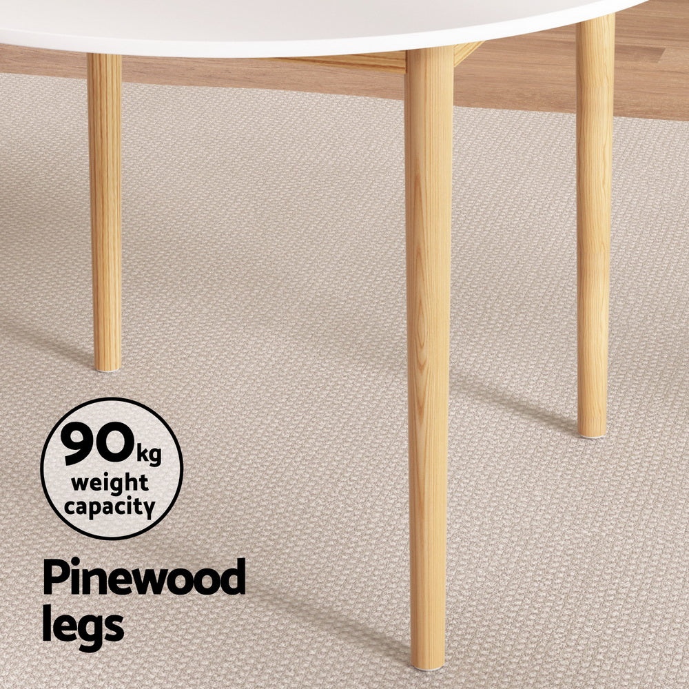 Rowan Dining Table and Wishbone Chair Set – Natural & White – 5 Piece